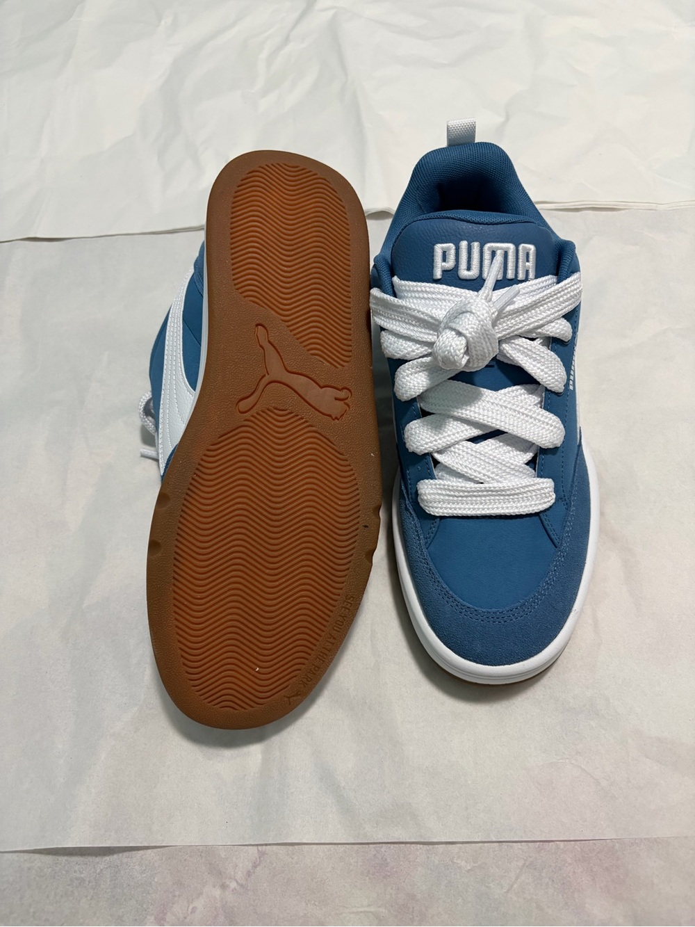 Puma Blue and White Low-Top Sneakers